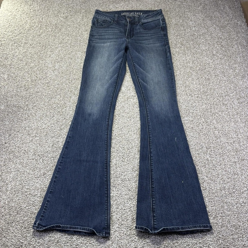 American Eagle Hi-Rise Artist Jeans Womens 30 Blue Medium Wash Flare Denim